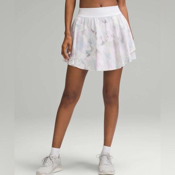 lululemon athletica Dresses & Skirts - Lululemon Court Rival High-Rise Skirt Marble Meadow Sweet Pink Multi Sz 2